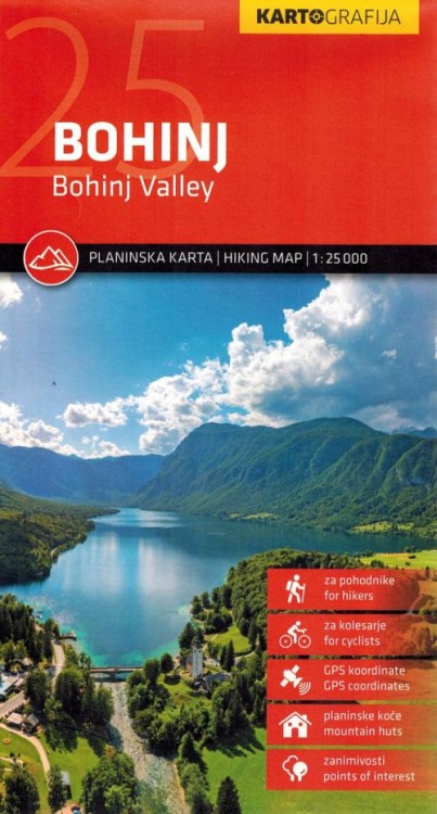 Bohinj 1:25 000. Mapa turystyczna wydawnictwa Kartografija. Okładka