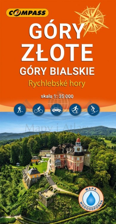 Góry Złote, Rychlebske Hory. Laminowana mapa turystyczna wydawnictwa Compass. Okładka