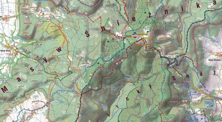 Masyw Śnieżnika, Góry Bialskie. Mapa laminowana wydawnictwa Compass. Fragment