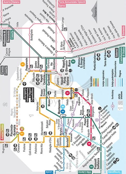 Neapol i okolice. Laminowana mapa turystyczna + Miniprzewodnik wydawnictwa ExpressMap. Schemat komunikacji miejskiej