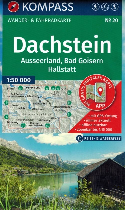 Dachstein. Ausseerland, Bad Goisern, Hallstatt. Wodoodporna mapa turystyczna 20. Wyd. 2025. Kompass