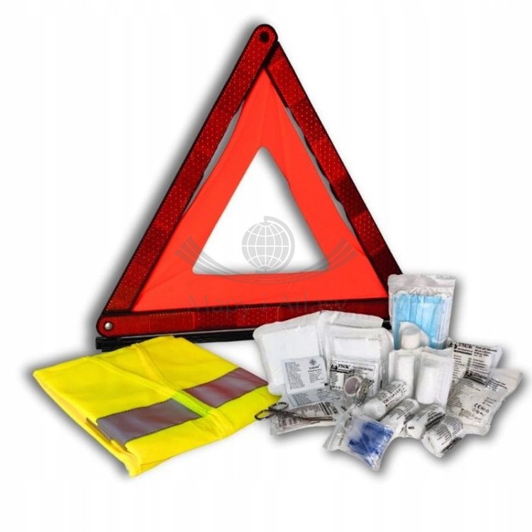 Samochodowy zestaw pierwszej pomocy SUPER BAG DIN 13164 PLUS. Wyposażenie