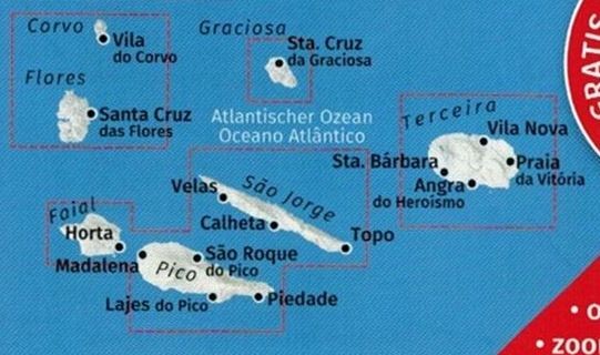 Azory 1:50 000. Zestaw dwóch map turystycznych 2260 wydawnictwo Kompass. Mapa 1 - zasięg