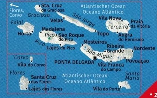 Azory 1:50 000. Zestaw dwóch map turystycznych 2260 wydawnictwo Kompass. Zasięg zestawu