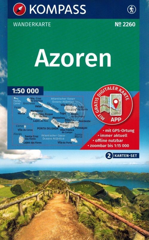 Azory 1:50 000. Zestaw dwóch map turystycznych 2260. Wyd. 2026. Kompass