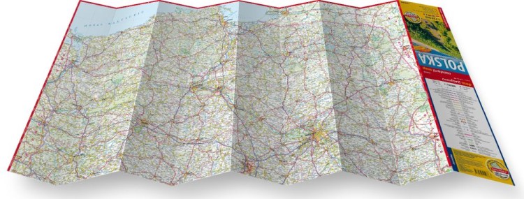 Polska 1:750 000. Laminowana mapa samochodowa wydawnictwa ExpressMap. Rozłożona mapa