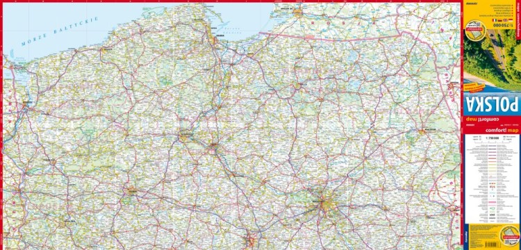 Polska 1:750 000. Laminowana mapa samochodowa wydawnictwa ExpressMap. Strona pierwsza