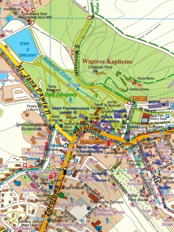 Kudowa-Zdrój. Mapa turystyczna / Plan miasta wydawnictwa Galileos. Fragment