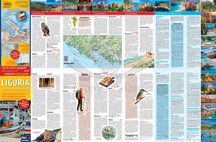 Liguria. Laminowana mapa samochodowa + Miniprzewodnik wydawnictwa ExpressMap. Pierwsza strona