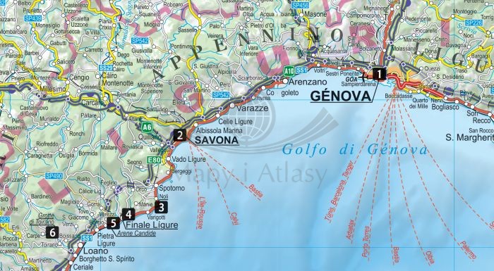 Liguria. Laminowana mapa samochodowa + Miniprzewodnik wydawnictwa ExpressMap. Fragment 1