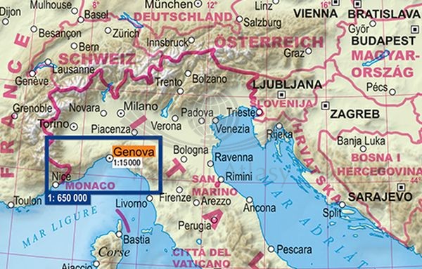 Liguria. Laminowana mapa samochodowa + Miniprzewodnik wydawnictwa ExpressMap. Legenda