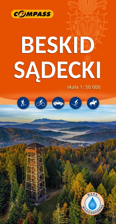 Beskid Sądecki 1:50 000. Laminowana mapa turystyczna wydawnictwa Compass. Okładka
