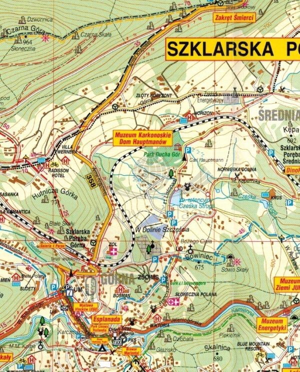 Szklarska Poręba i okolice 1:9 000 / 1:25 000. Mapa turystyczna wydawnictwa Libra. Mapa okolic - fragment
