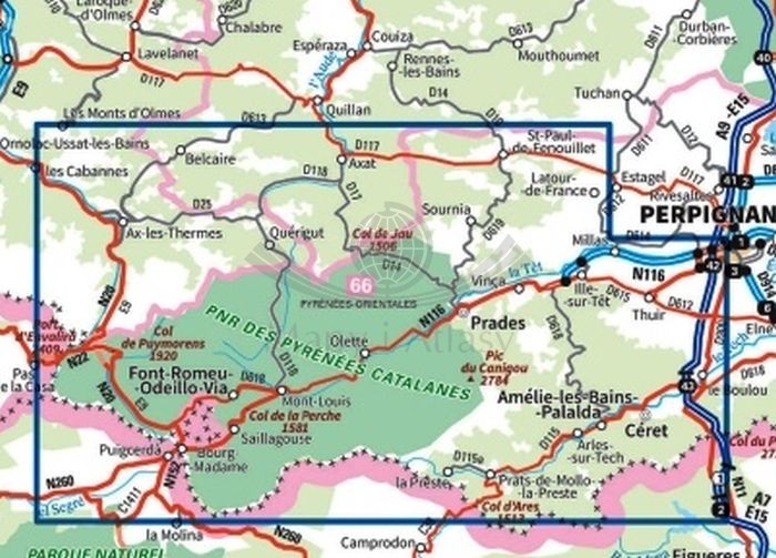 Pireneje Katalońskie 1:75 000. Mapa turystyczna wydawnictwa IGN. Zasięg