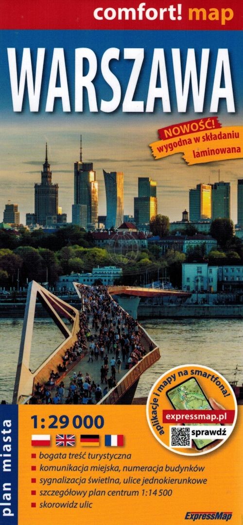 Warszawa 1:29 000. Laminowana mapa / Plan miasta. Wyd. 2025. ExpressMap
