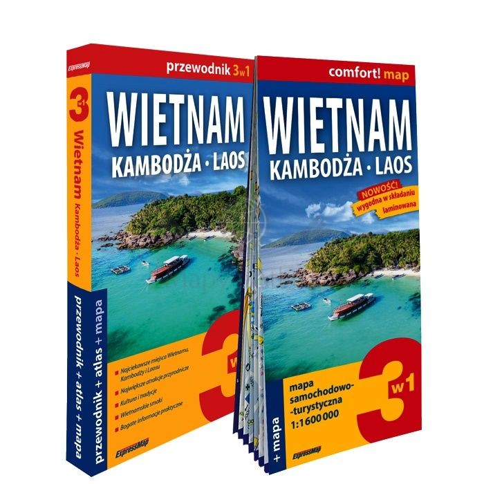 Wietnam, Kambodża, Laos 3 w 1. Przewodnik, atlas i mapa. Wyd. 2025. ExpressMap