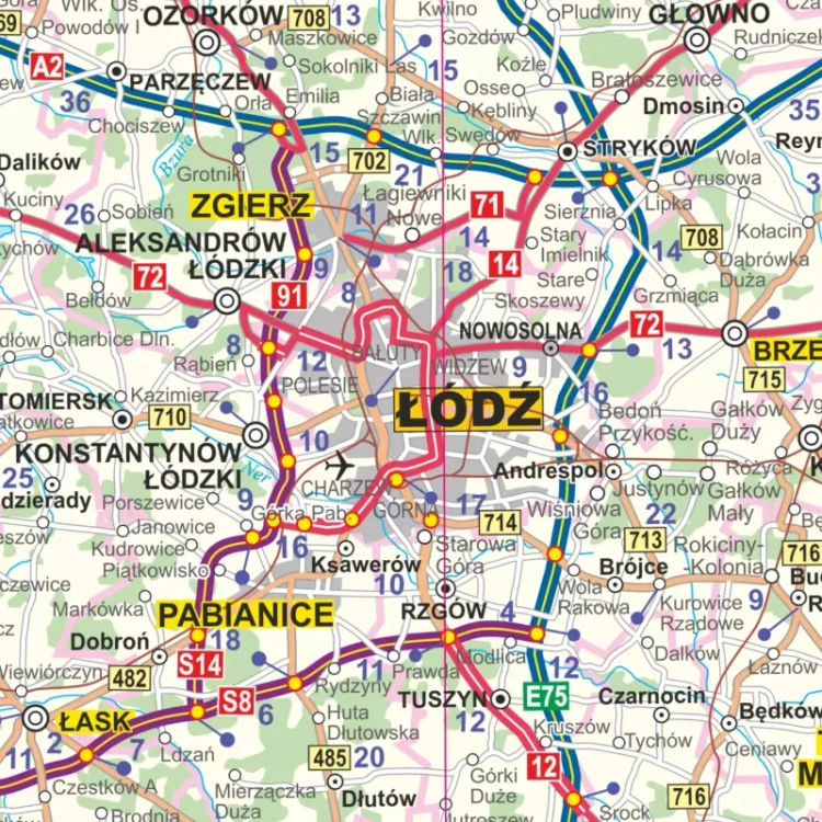 Polska 1:500 000. Mapa ścienna drogowa. Fragment 1
