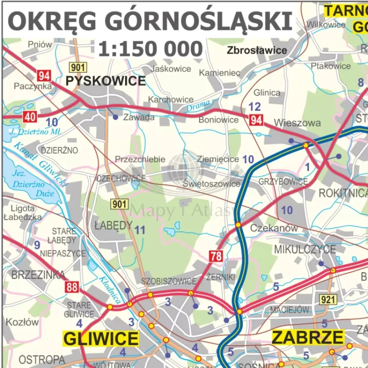 Polska 1:500 000. Mapa ścienna drogowa. Fragment 4
