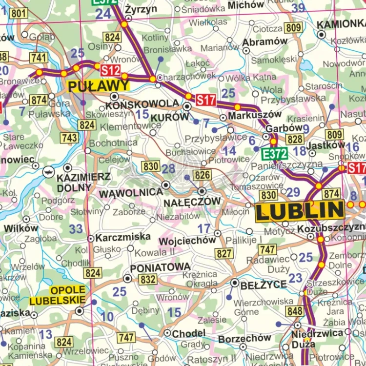 Polska 1:500 000. Mapa drogowa. Wersja magnetyczna. Fragment 2