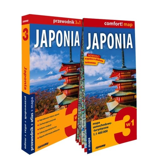 Japonia 3 w 1. Przewodnik, atlas, laminowana mapa samochodowo-turystyczna wydawnictwa ExpressMap. Okładka