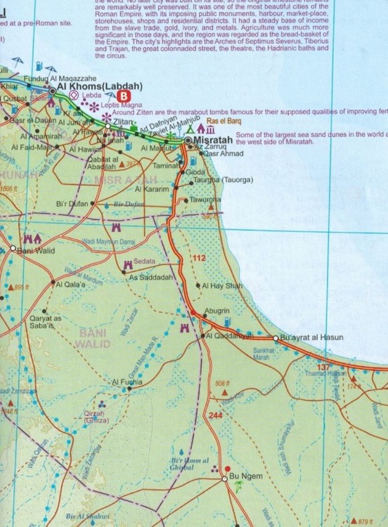 Libia i Tunezja. Mapa samochodowo-turystyczna wydawnictwa ITMB. Fragment