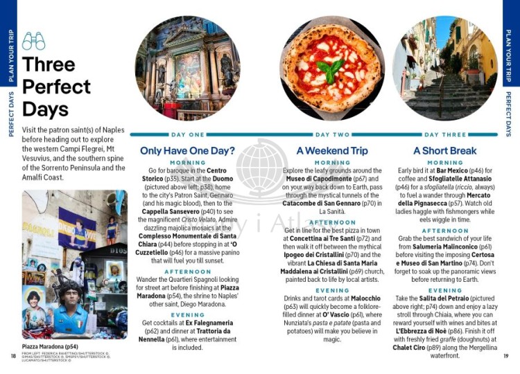 Neapol i Wybrzeże Amalfitańskie / Naples & the Amalfi Coast. Przewodnik Pocket z planem miasta wydawnictwa Lonely Planet. Przykładowe strony 1