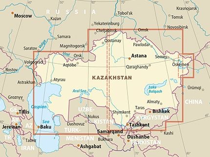 Kazachstan 1:2 000 000. Wodoodporna mapa samochodowa wydawnictwa Reise Know-How. Zasięg