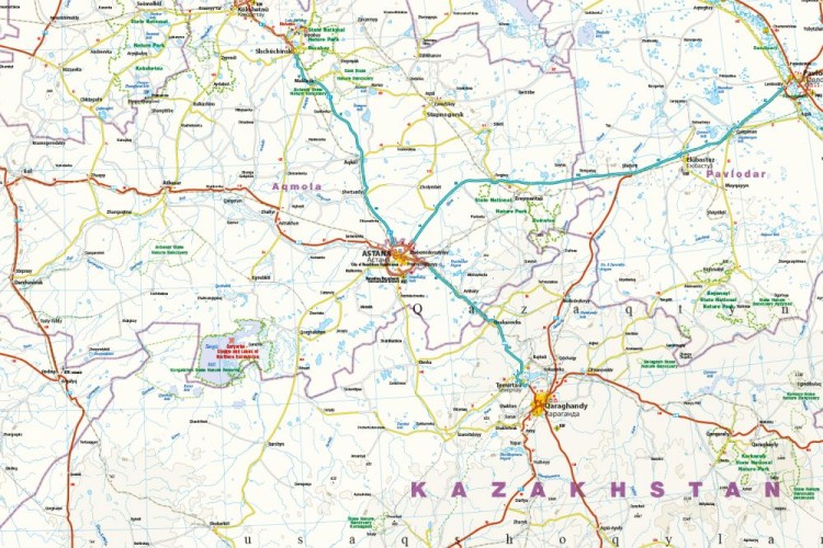 Kazachstan 1:2 000 000. Wodoodporna mapa samochodowa wydawnictwa Reise Know-How. Fragment