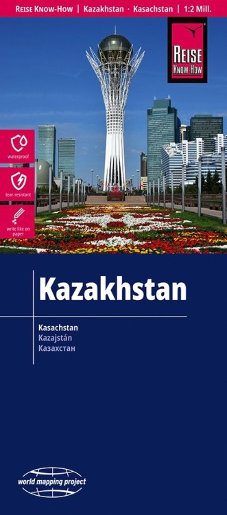 Kazachstan 1:2 000 000. Wodoodporna mapa samochodowa wydawnictwa Reise Know-How. Okładka