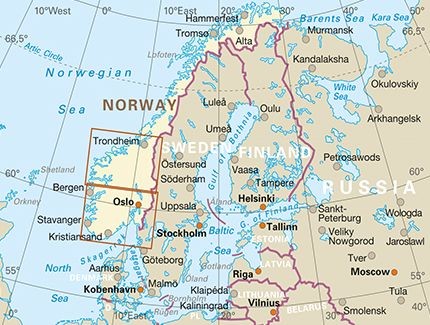Norwegia, część południowa. Wodoodporna mapa samochodowo-turystyczna wydawnictwa Reise Know-How. Zasięg