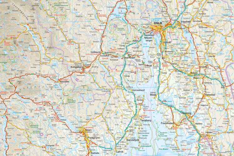 Norwegia, część południowa. Wodoodporna mapa samochodowo-turystyczna wydawnictwa Reise Know-How. Fragment