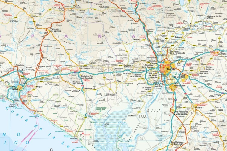 Andaluzja 1:350 000. Wodoodporna mapa samochodowo-turystyczna wydawnictwa Reise Know-How. Fragment