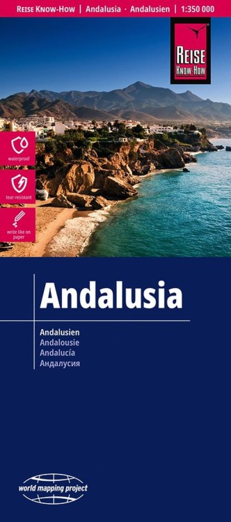 Andaluzja 1:350 000. Wodoodporna mapa samochodowo-turystyczna wydawnictwa Reise Know-How. Okładka