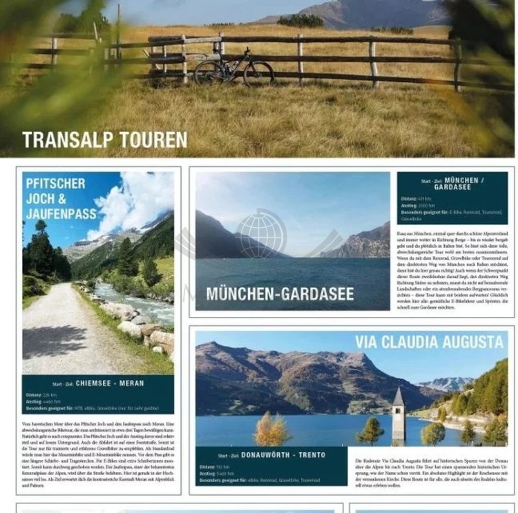 Transalp / Alpy. Długodystansowe szlaki rowerowe. Mapa rowerowa wydawnictwa Kompass. Fragment 2