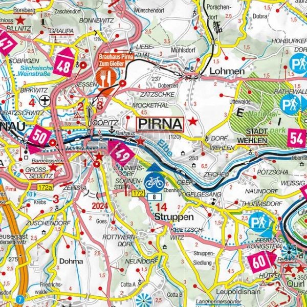 Drezno, Górne Łużyce, Saksońska Szwajcaria 1:100 000. Mapa turystyczna wydawnictwa Marco Polo. Fragment