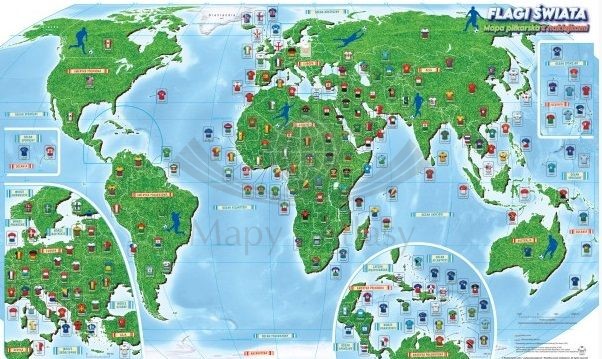 Flagi świata. Mapa piłkarska z naklejkami wydawnictwa Jako.