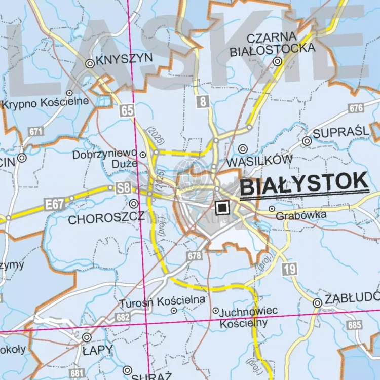 Polska 1:500 000. Mapa administracyjna. Wersja magnetyczna. Fragment 3