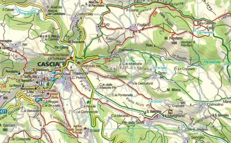 Park Narodowy Monti Sibillini. Wodoodporna mapa turystyczna 2474 wydawnictwa Kompass. Fragment