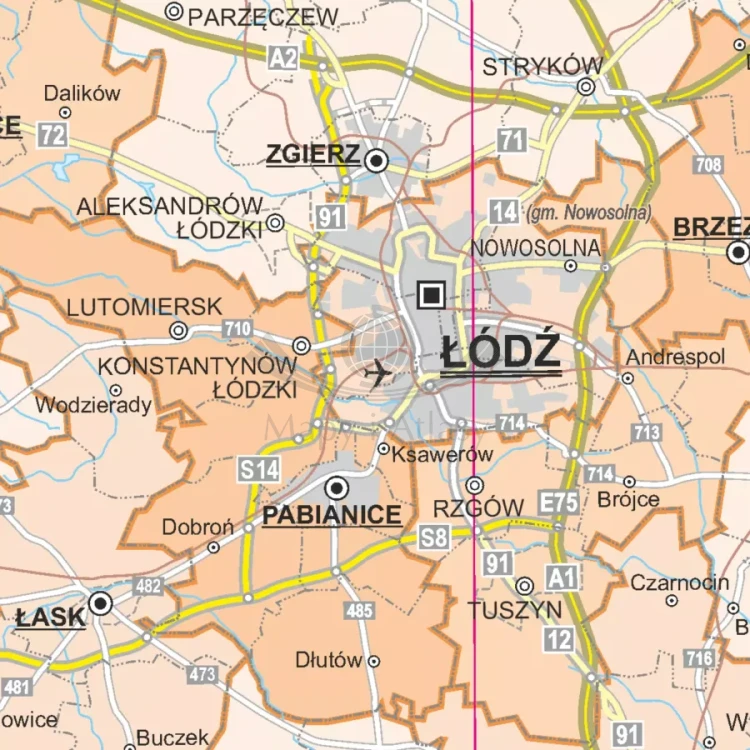 Polska 1:500 000. Mapa ścienna administracyjna. Fragment 1