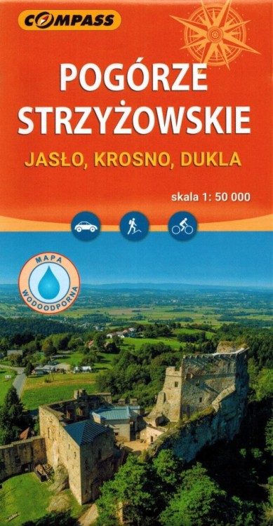 Pogórze Strzyżowskie. Jasło, Krosno, Dukla. Laminowana mapa turystyczna wydawnictwa Compass. Okładka