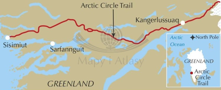 Grenlandia / Greenland. Arctic Circle Trail. Przewodnik trekkingowy wydawnictwa Cicerone. Zasięg