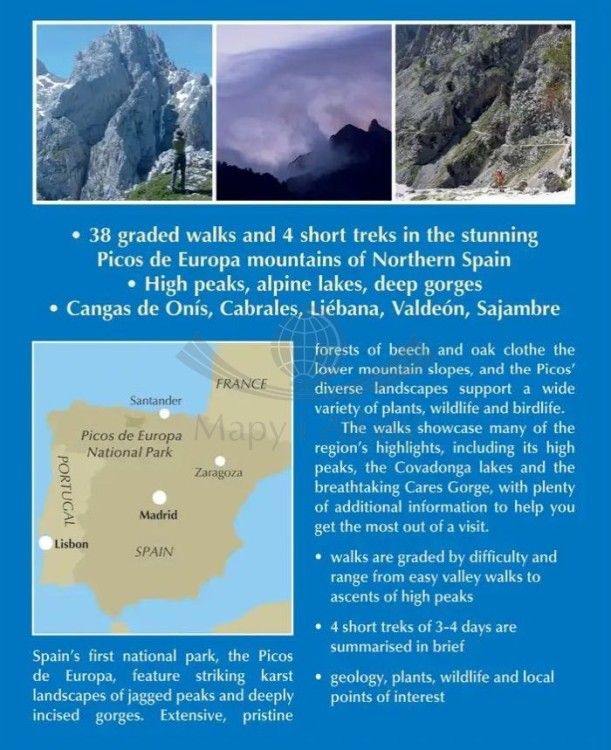 Picos de Europa. Przewodnik turystyczny wydawnictwa Cicerone. Okładka - tył