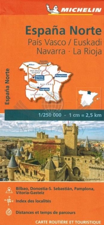 Hiszpania północna. Kraj Basków, Nawarra, La Rioja. Mapa samochodowo-turystyczna 573 wydawnictwa Michelin. Okładka