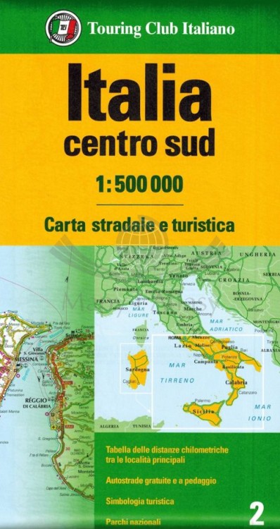 Włochy środkowe i południowe 1:500 000. Mapa samochodowo-turystyczna wydawnictwa Touring Club Italiano. Okładka