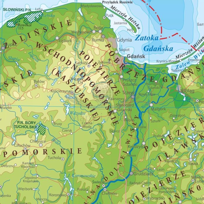 Polska. Mapa fizyczna i administracyjna. Podkładka na biurko. Fragment 2