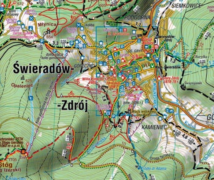 Karkonosze i Góry Izerskie 1:35 000. Laminowana mapa turystyczna wydawnictwa Compass. Fragment 2