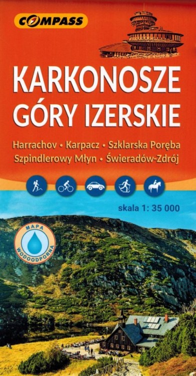 Karkonosze i Góry Izerskie 1:35 000. Laminowana mapa turystyczna wydawnictwa Compass. Okładka