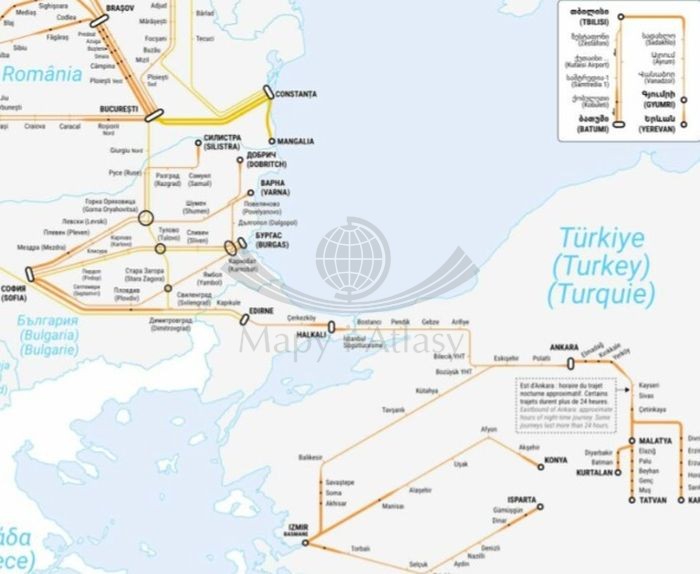Europa 1:2 500 000. Mapa kolejowa wydawnictwa Cartotrain. Fragment 2