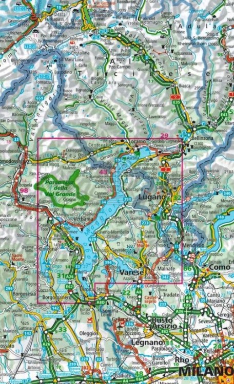 Jezioro Maggiore / Lago Maggiore 1:50 000. Wodoodporna mapa turystyczna wydawnictwa Kummerly+Frey. Zasięg