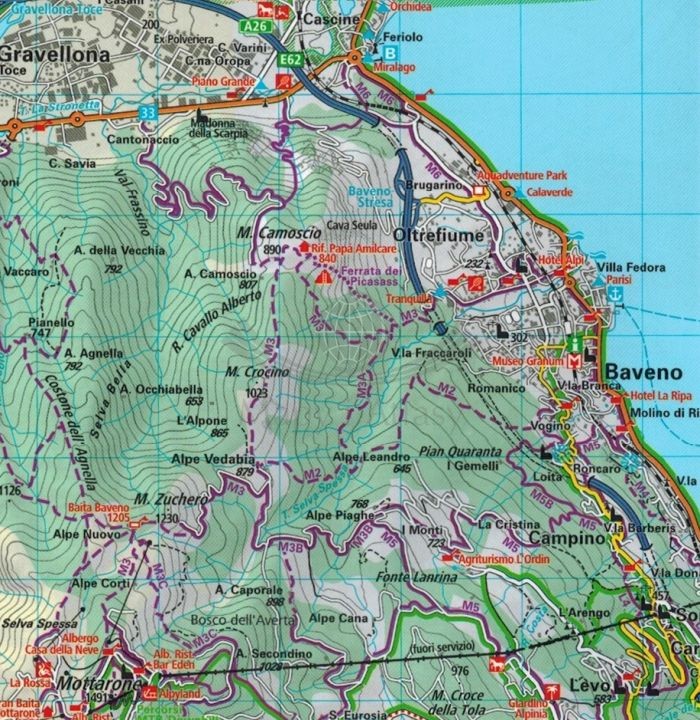 Jezioro Maggiore / Lago Maggiore 1:50 000. Wodoodporna mapa turystyczna wydawnictwa Kummerly+Frey. Fragment
